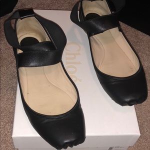 Chloe Black Leather Ballet Flats Size 37